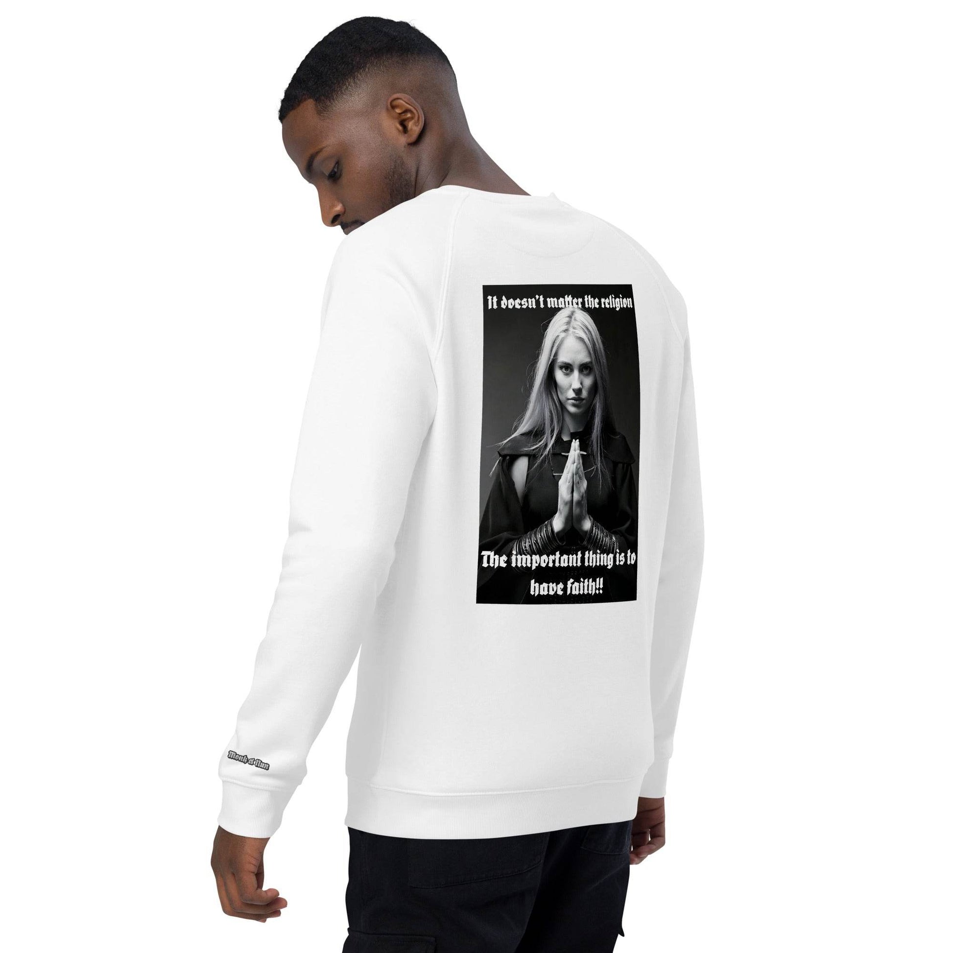 Unisex organic 100% cotton raglan sweatshirt Design #3 - Monk&Nun UnisexClothing