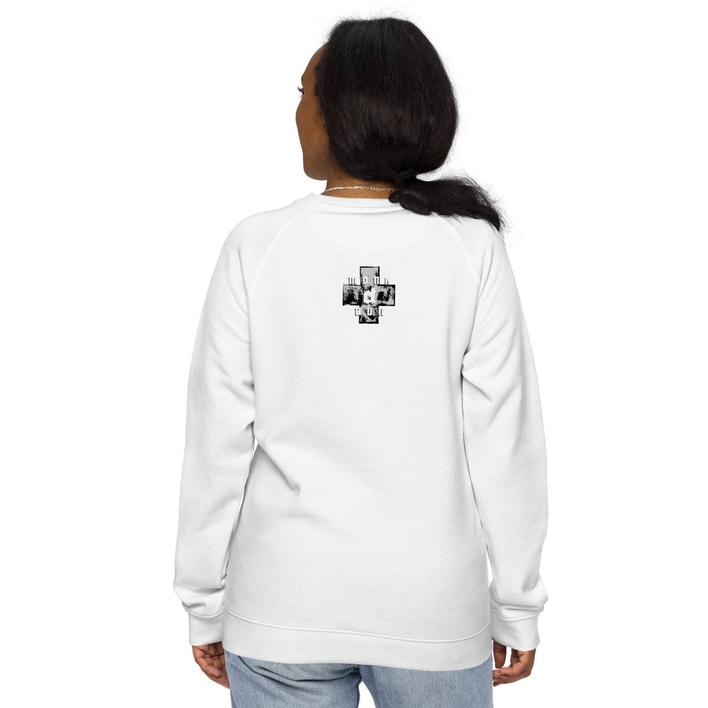 Unisex organic 100% cotton raglan sweatshirt Always think positive - Monk&Nun UnisexClothing