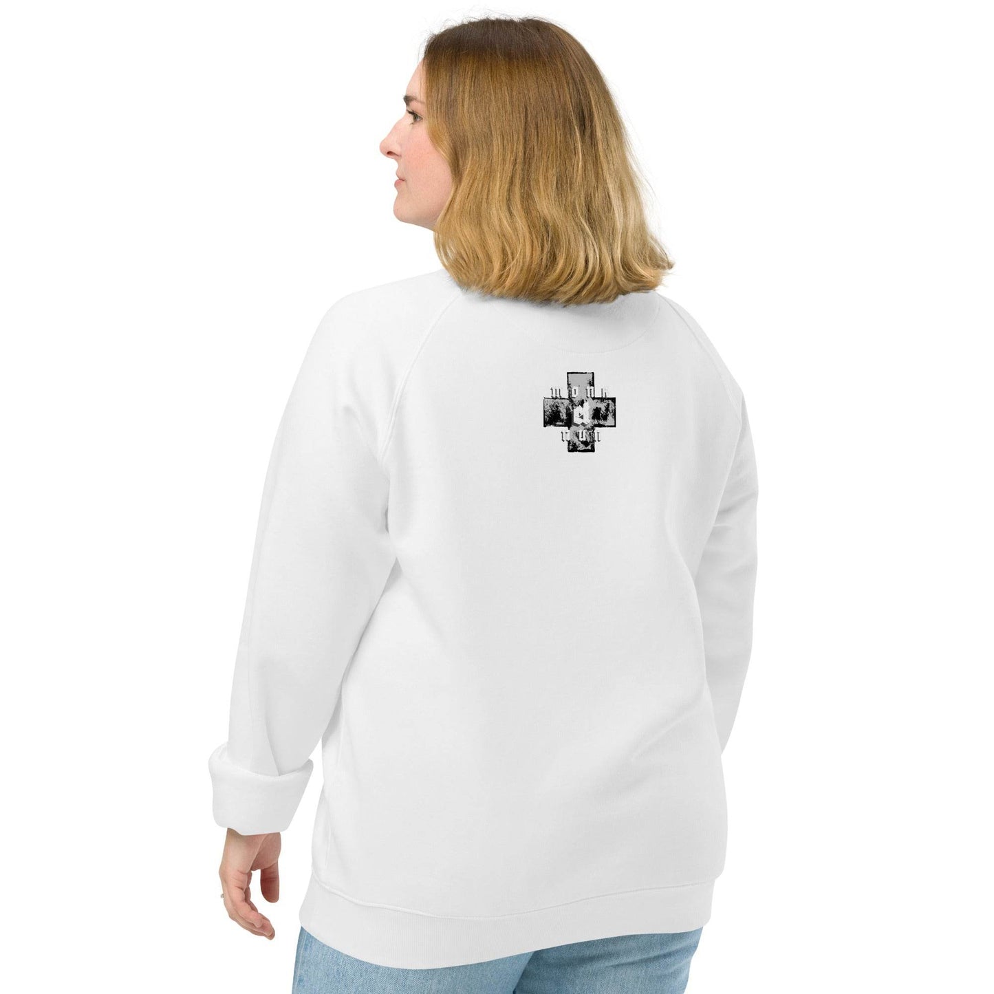 Unisex organic 100% cotton raglan sweatshirt Always think positive - Monk&Nun UnisexClothing