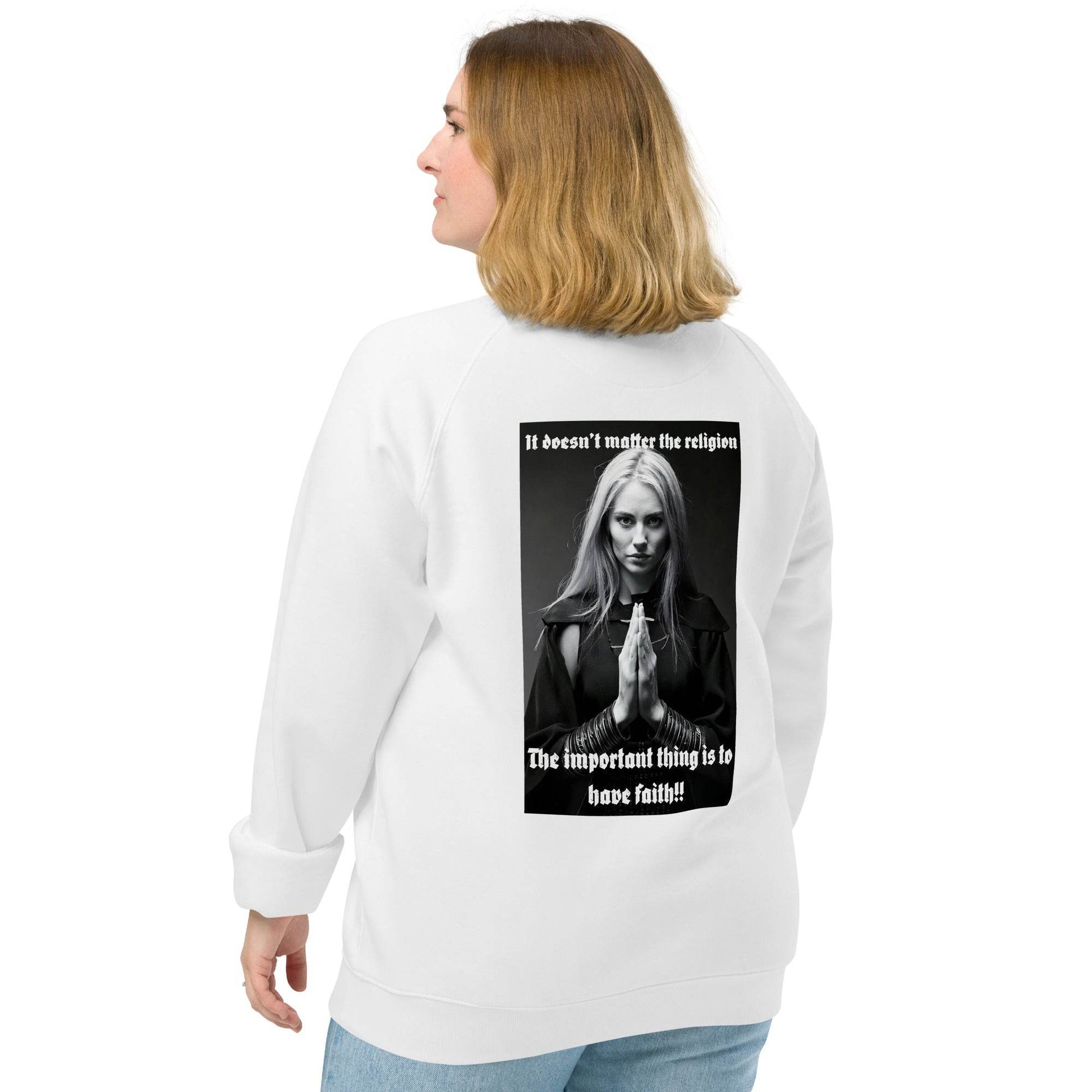 Unisex organic 100% cotton raglan sweatshirt Design #3 - Monk&Nun UnisexClothing
