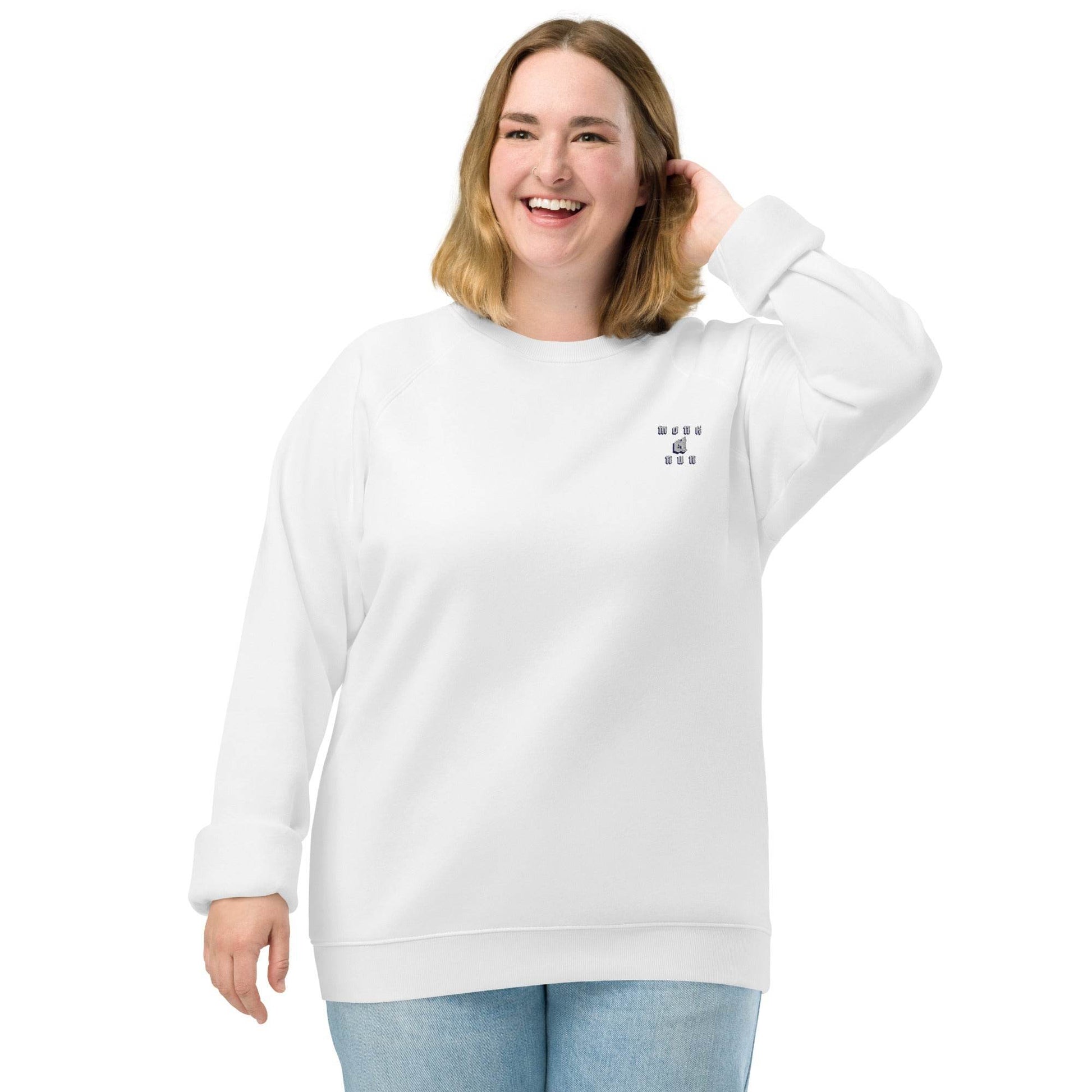 Unisex organic 100% cotton raglan sweatshirt Design #3 - Monk&Nun UnisexClothing