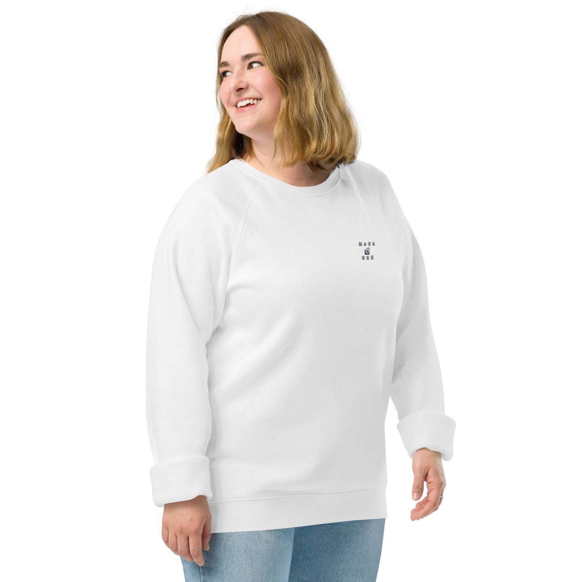 Unisex organic 100% cotton raglan sweatshirt Always think positive - Monk&Nun UnisexClothing