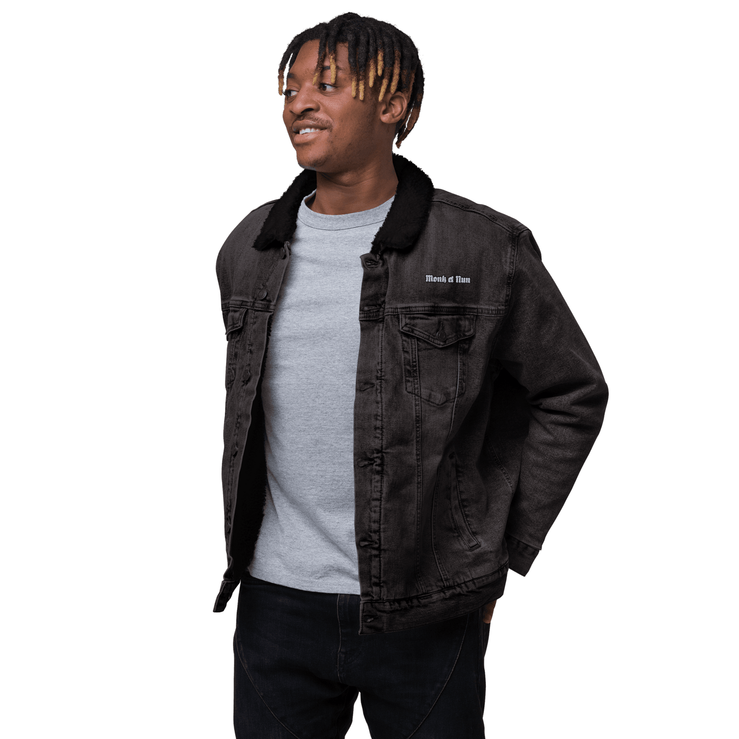 Unisex denim sherpa jacket LOGO - Monk&Nun UnisexClothing