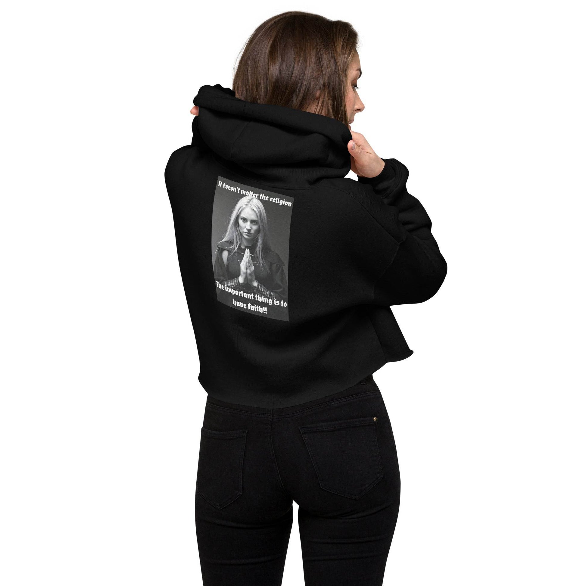Women’s Crop 50% cotton Hoodie Design #3 - Monk&Nun UnisexClothing