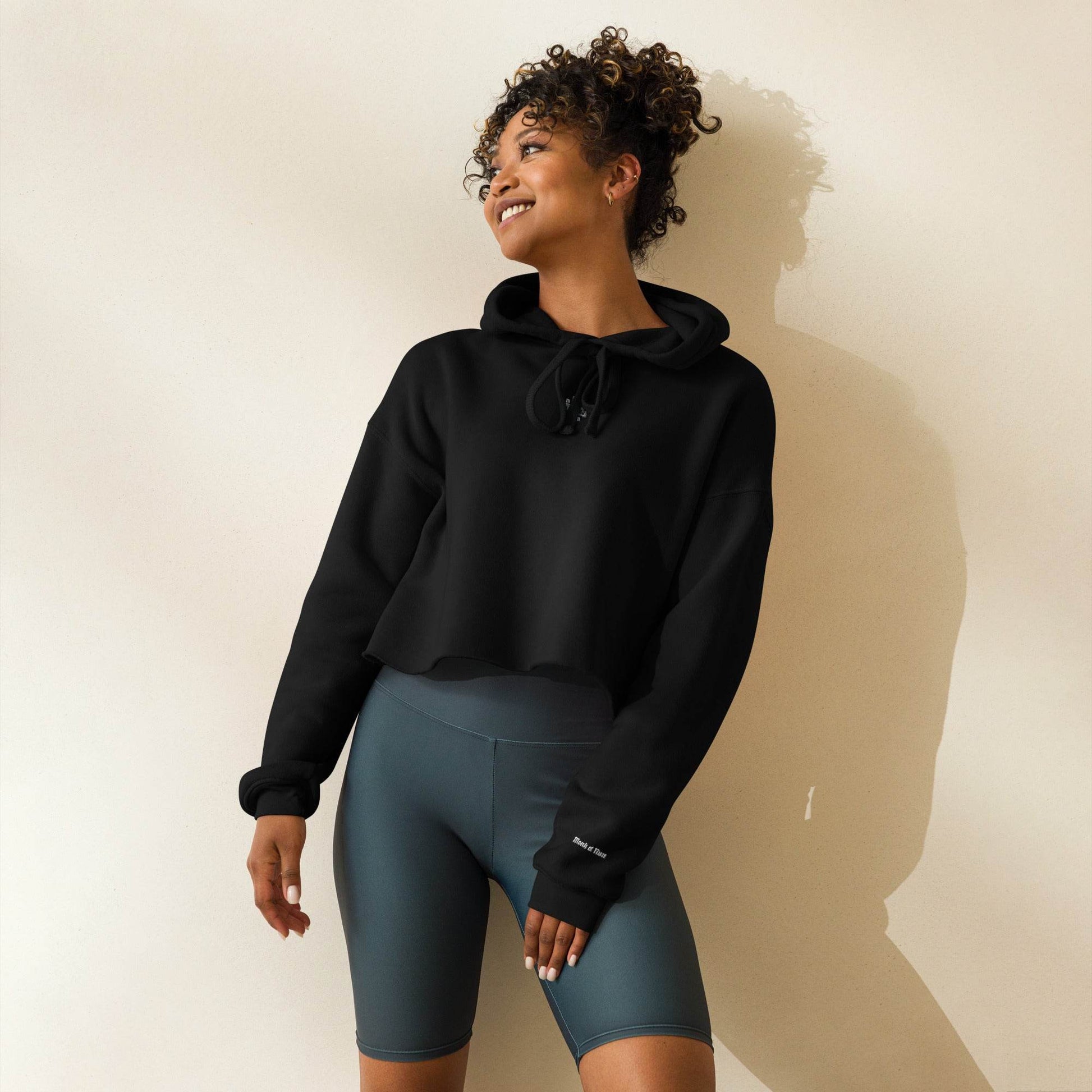 Women’s Crop 50% cotton Hoodie Always think positive - Monk&Nun UnisexClothing
