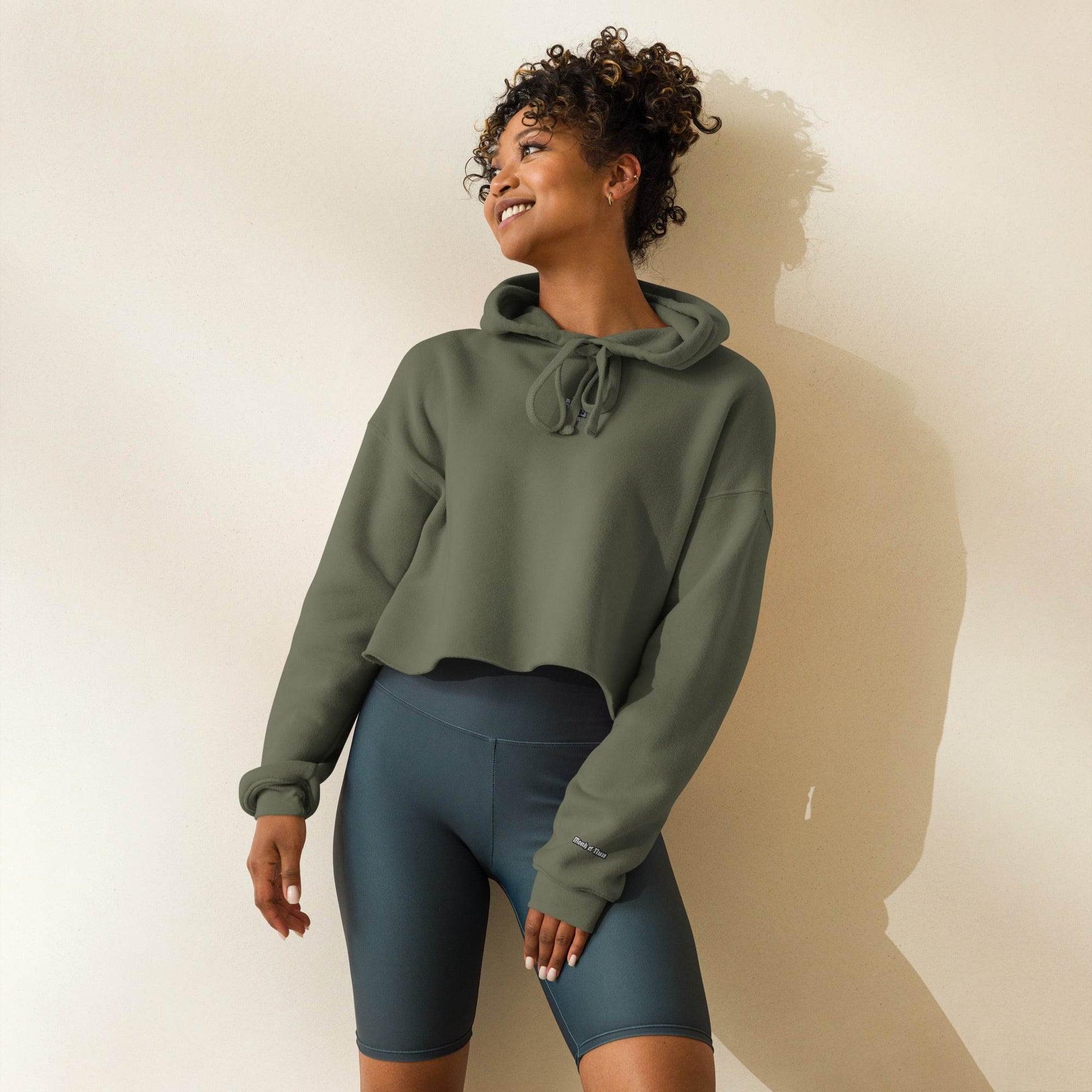 Women’s Crop 50% cotton Hoodie Always think positive - Monk&Nun UnisexClothing