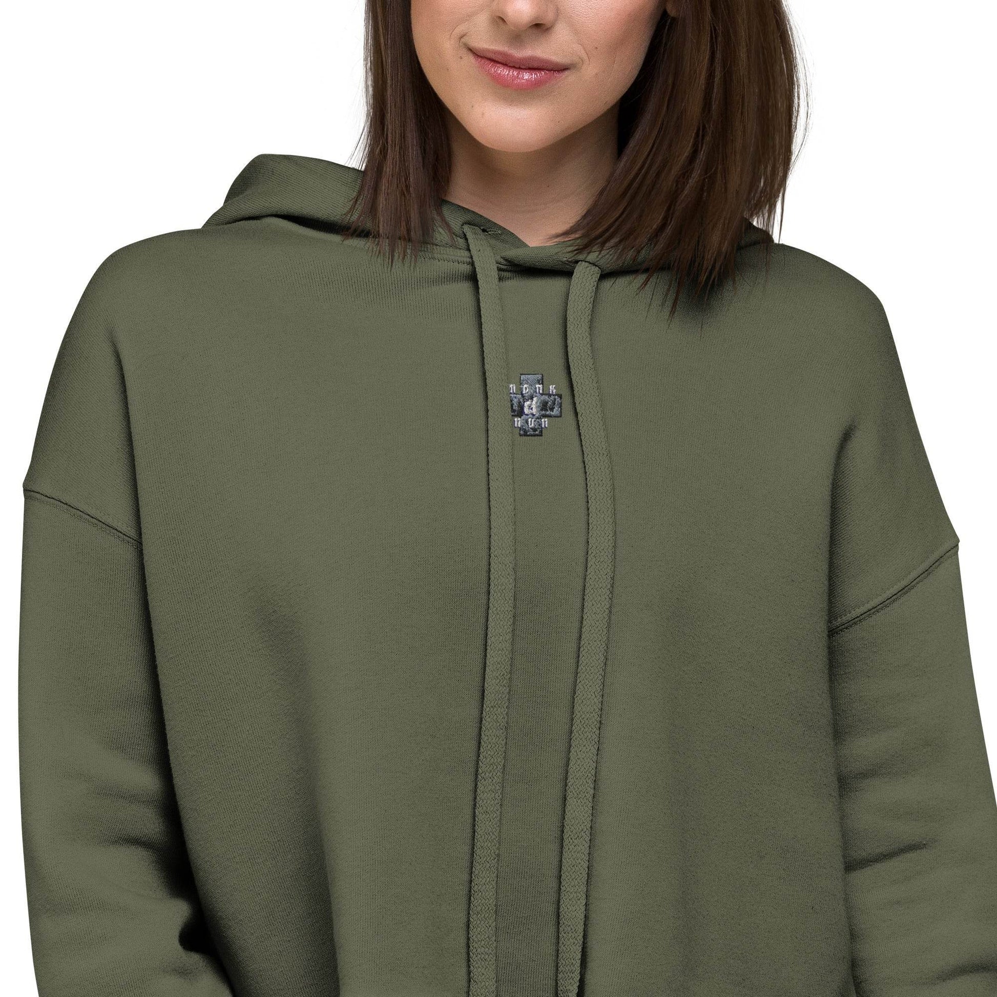 Women’s Crop 50% cotton Hoodie Always think positive - Monk&Nun UnisexClothing
