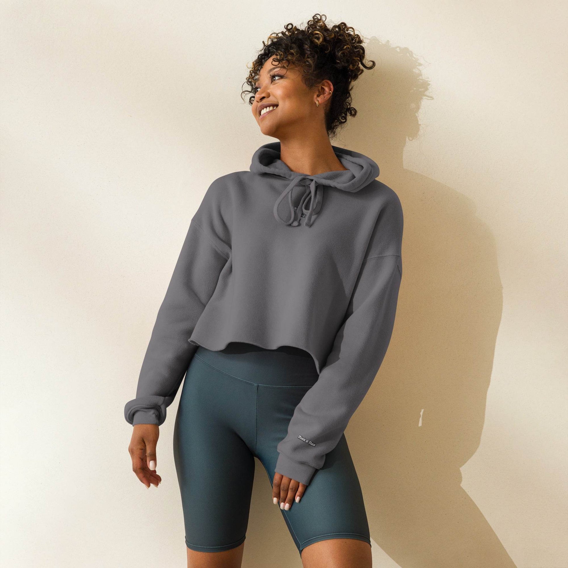 Women’s Crop 50% cotton Hoodie Always think positive - Monk&Nun UnisexClothing